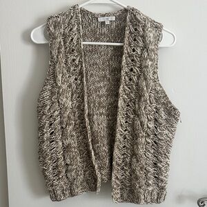 GAP Brown and Cream Knit Cardigan Vest